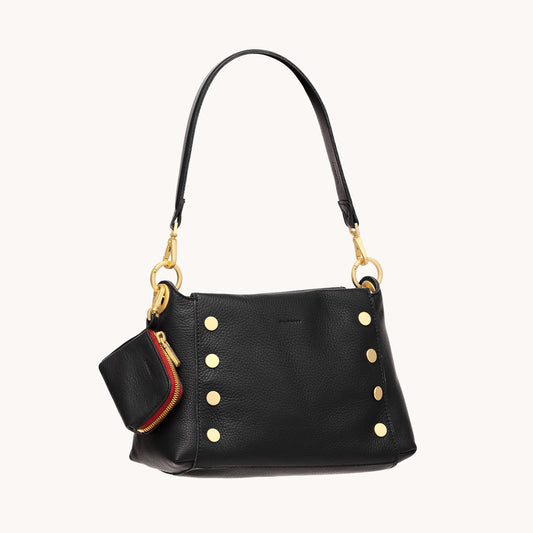 Syd Pouch | Black/Brushed Gold Red Zip