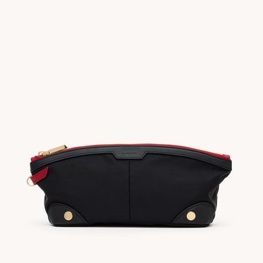 Nicky-Travel-Pouch-Short-Black-Nylon-G-R-Zip-Front-View
